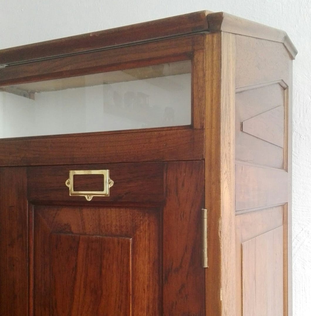 Early 20th century teak glazed cabinet