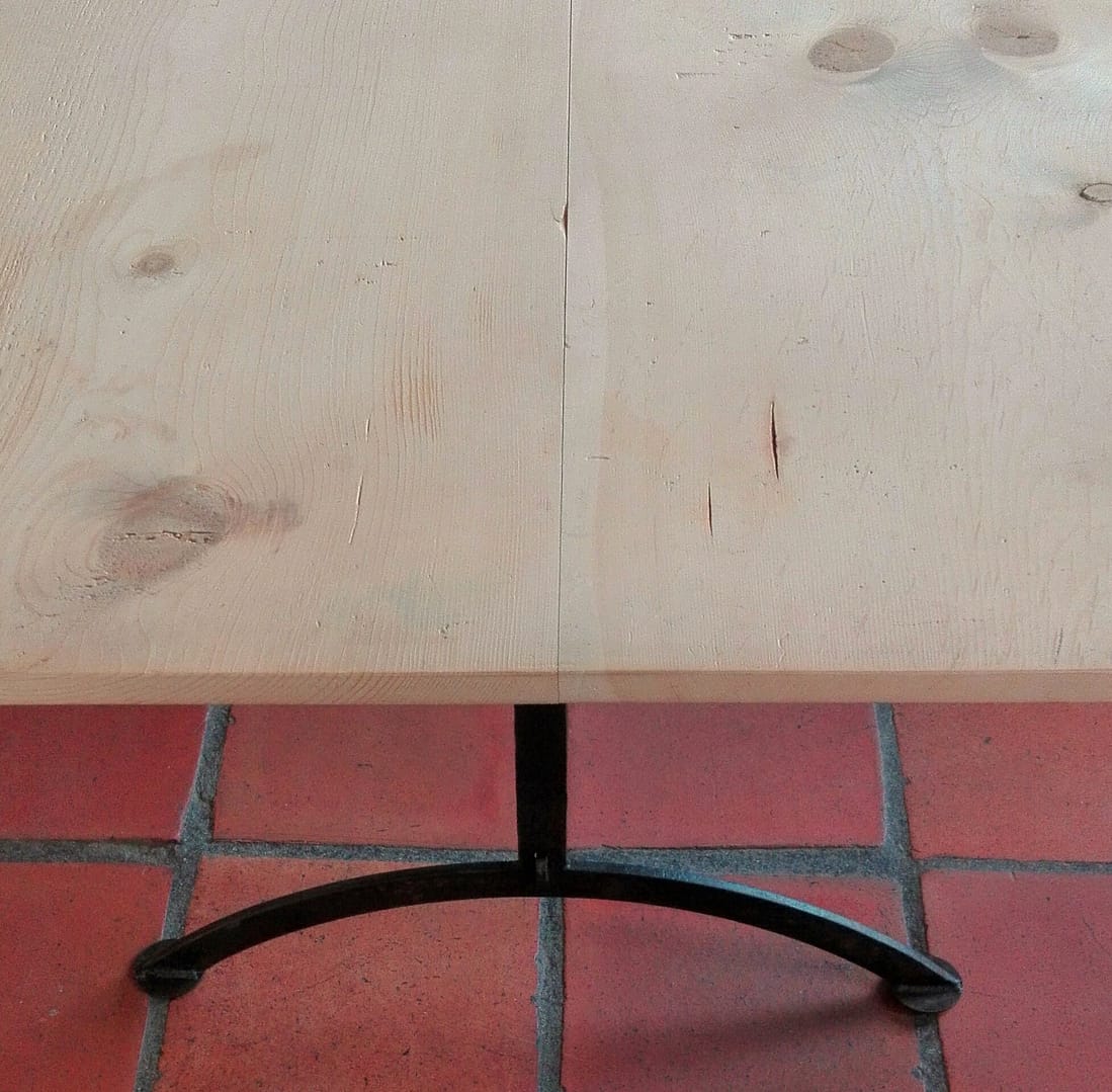 3,5 m table made from 19th century Oregon pine on metal trestles