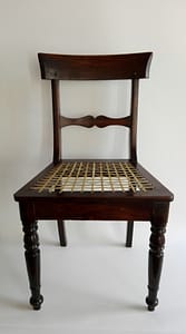 Pair of 19th century stinkwood and riempie Cape regency chairs
