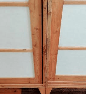 Cupboard with sliding doors created from reclaimed 19th century Oregon pine